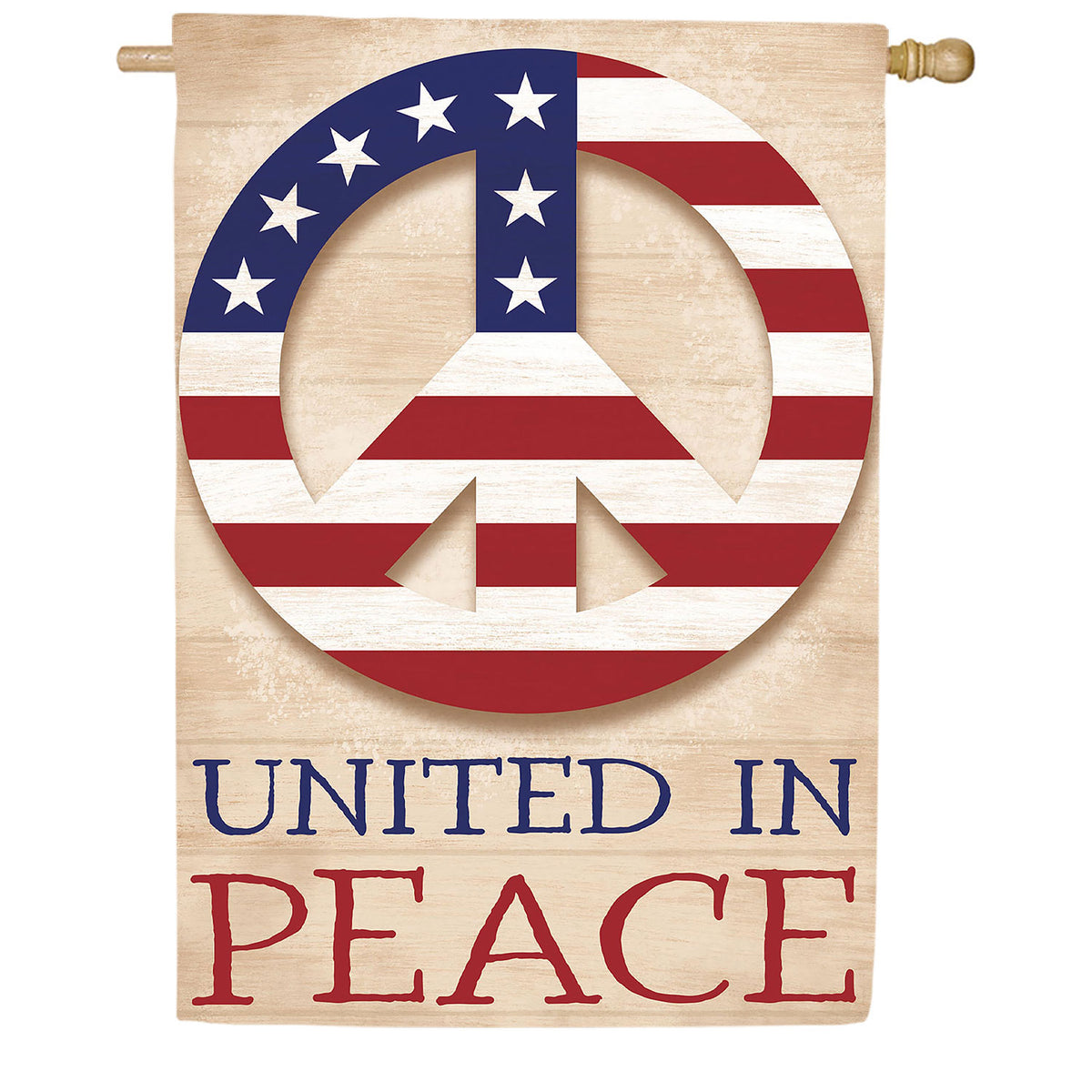 Evergreen United In Peace Burlap House Flag