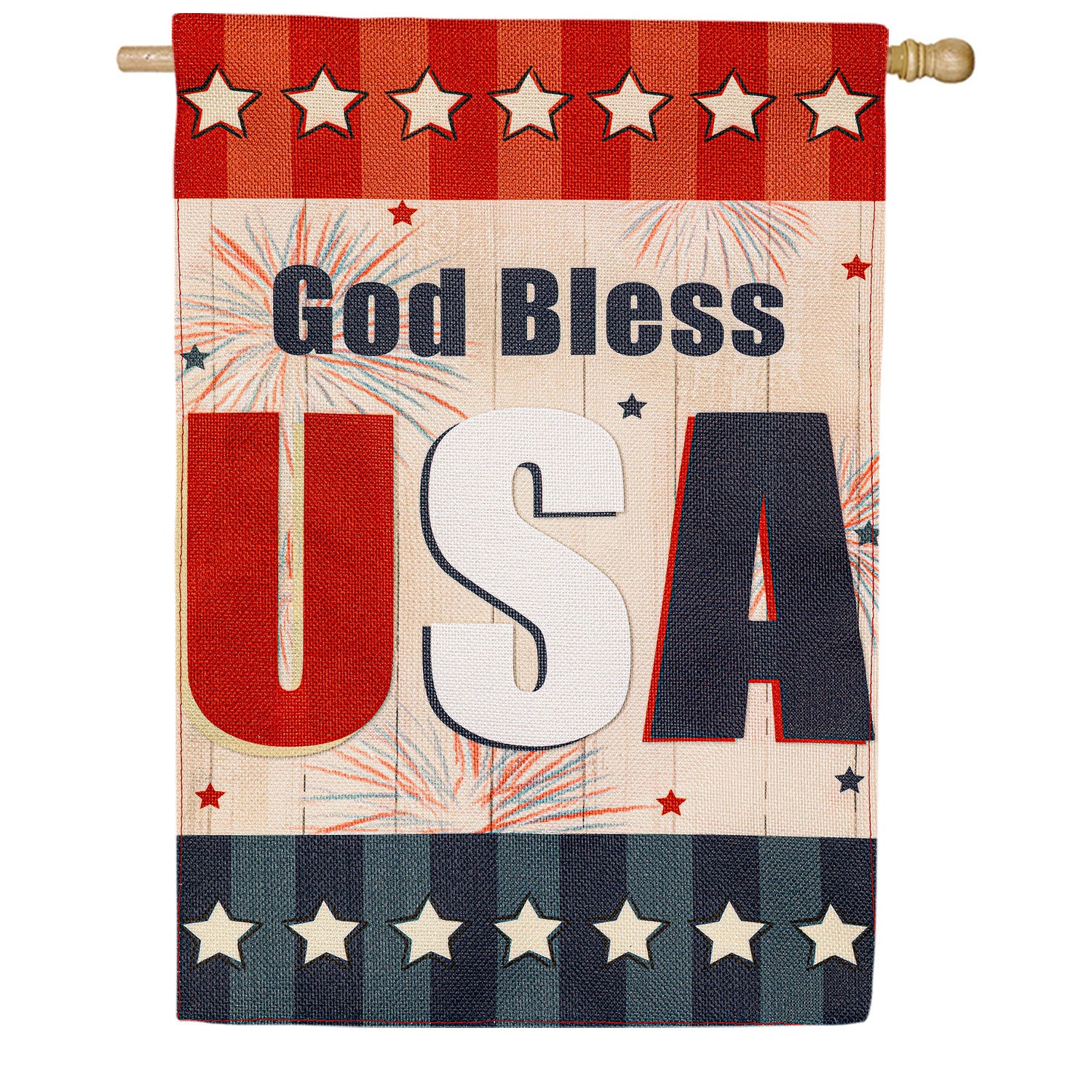 Evergreen American USA Burlap House Flag