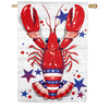 Evergreen Patriotic Crawfish Burlap House Flag