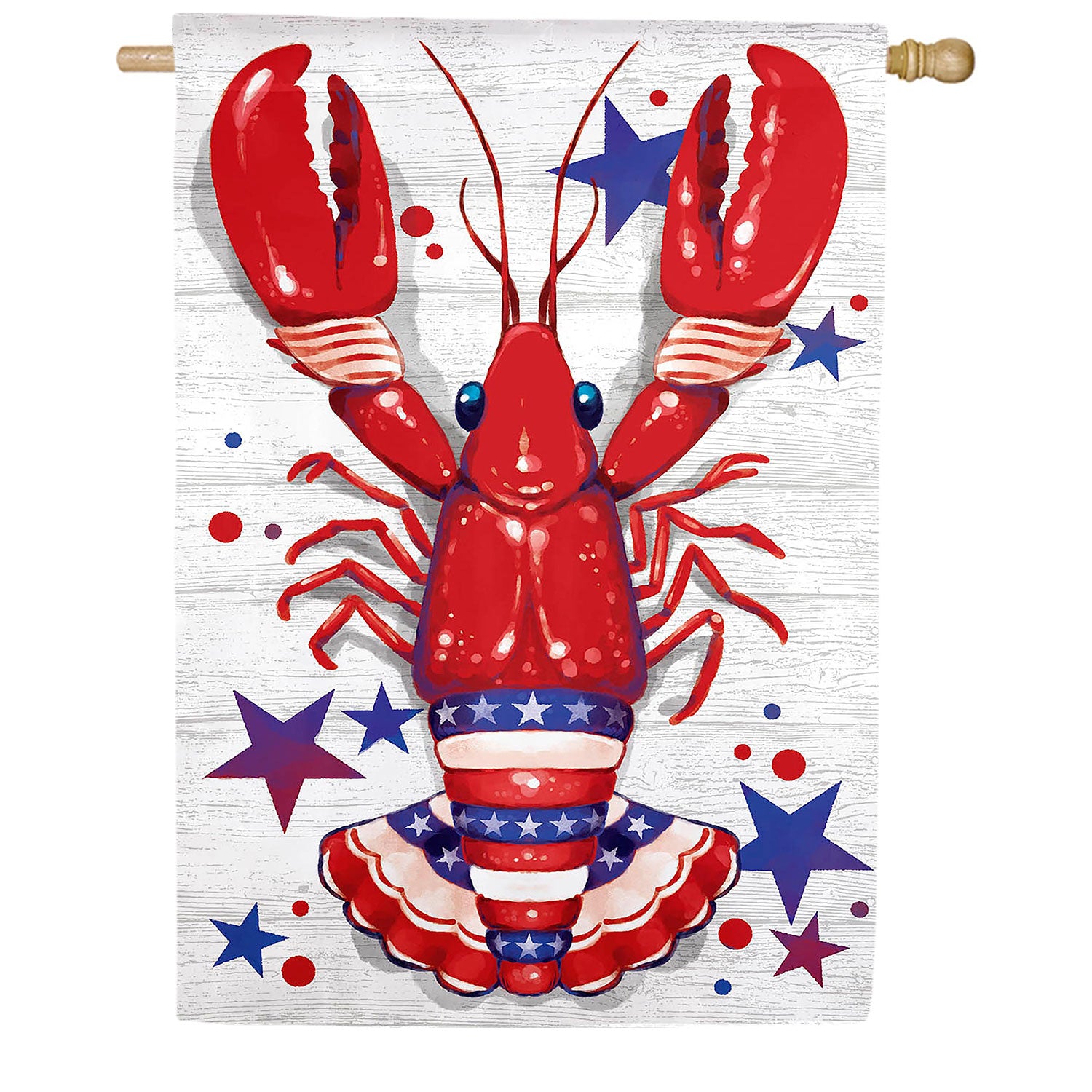 Evergreen Patriotic Crawfish Burlap House Flag