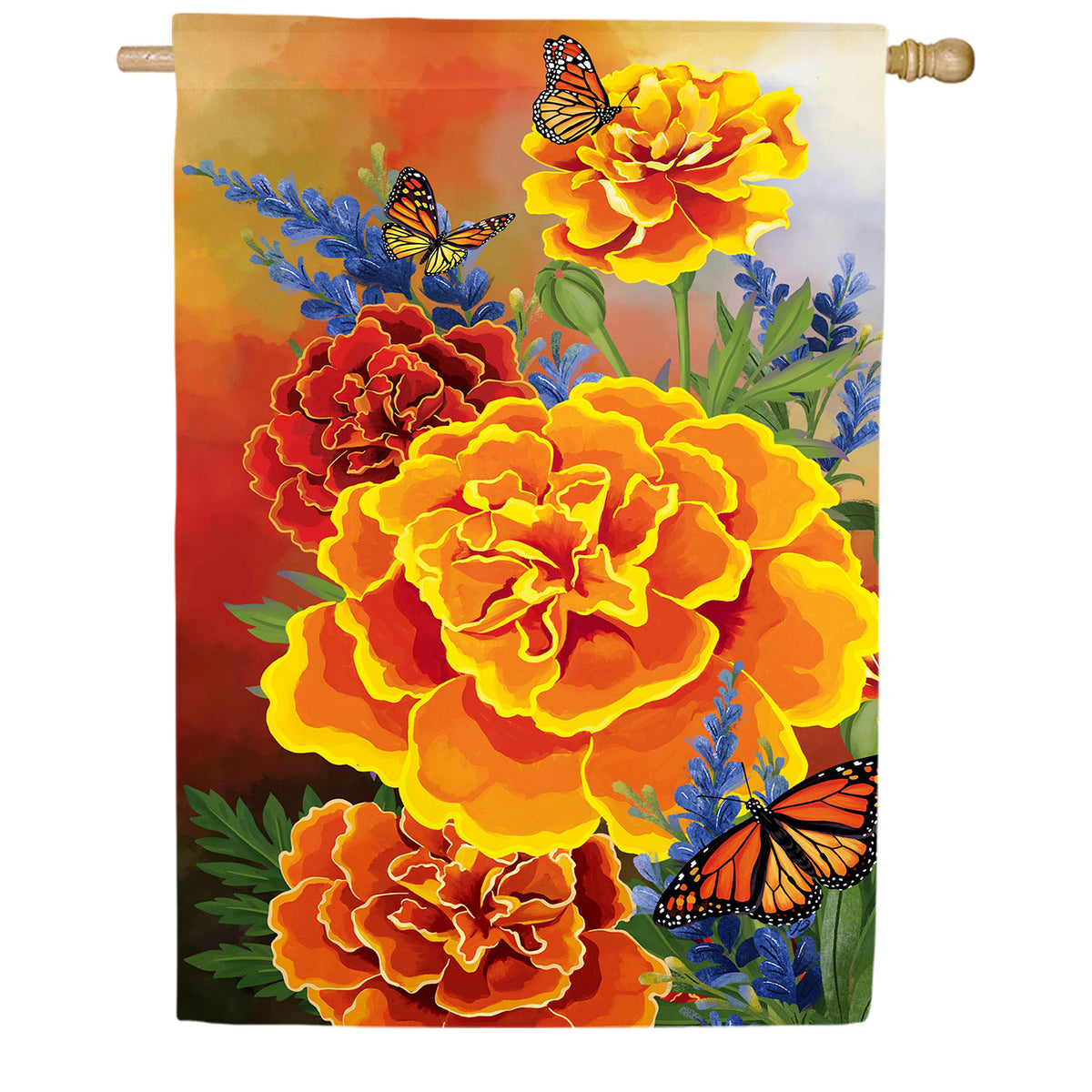 Evergreen Mariposa Melody Burlap House Flag