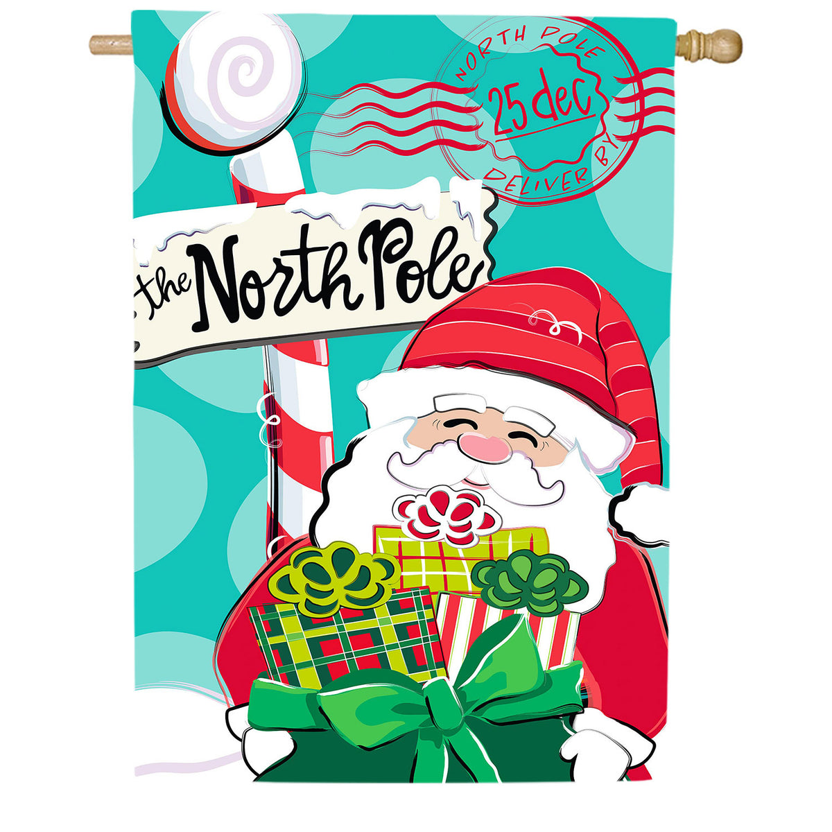 Evergreen North Pole Welcome Burlap House Flag