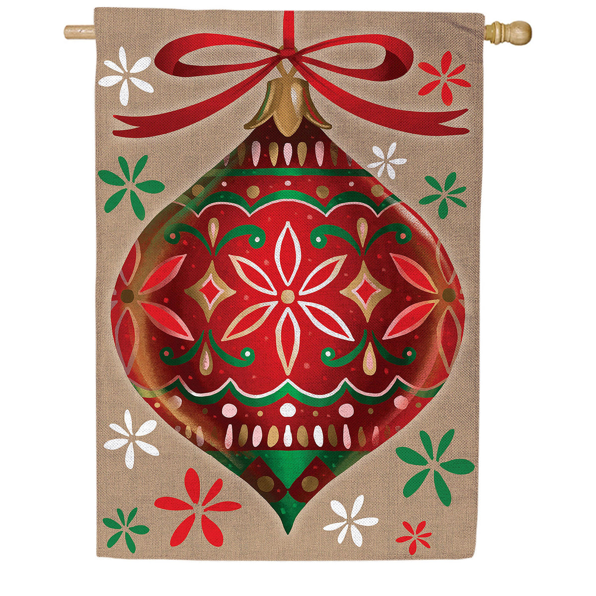 Evergreen Vivid Christmas Ornament Burlap House Flag