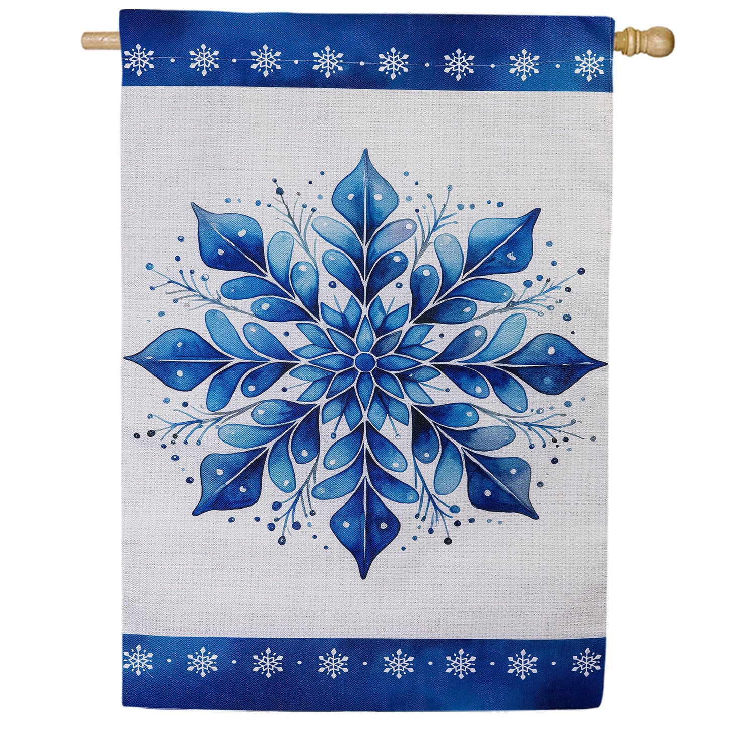 Evergreen Sparkling Snowflake Burlap House Flag