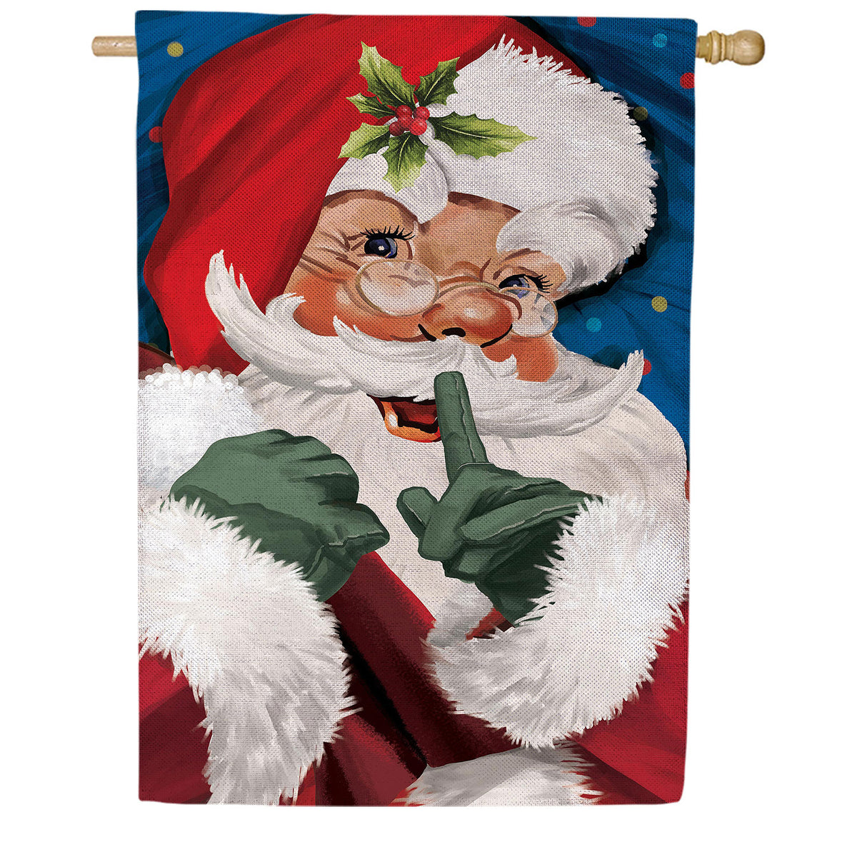 Evergreen Traditional Santa Portrait Burlap House Flag