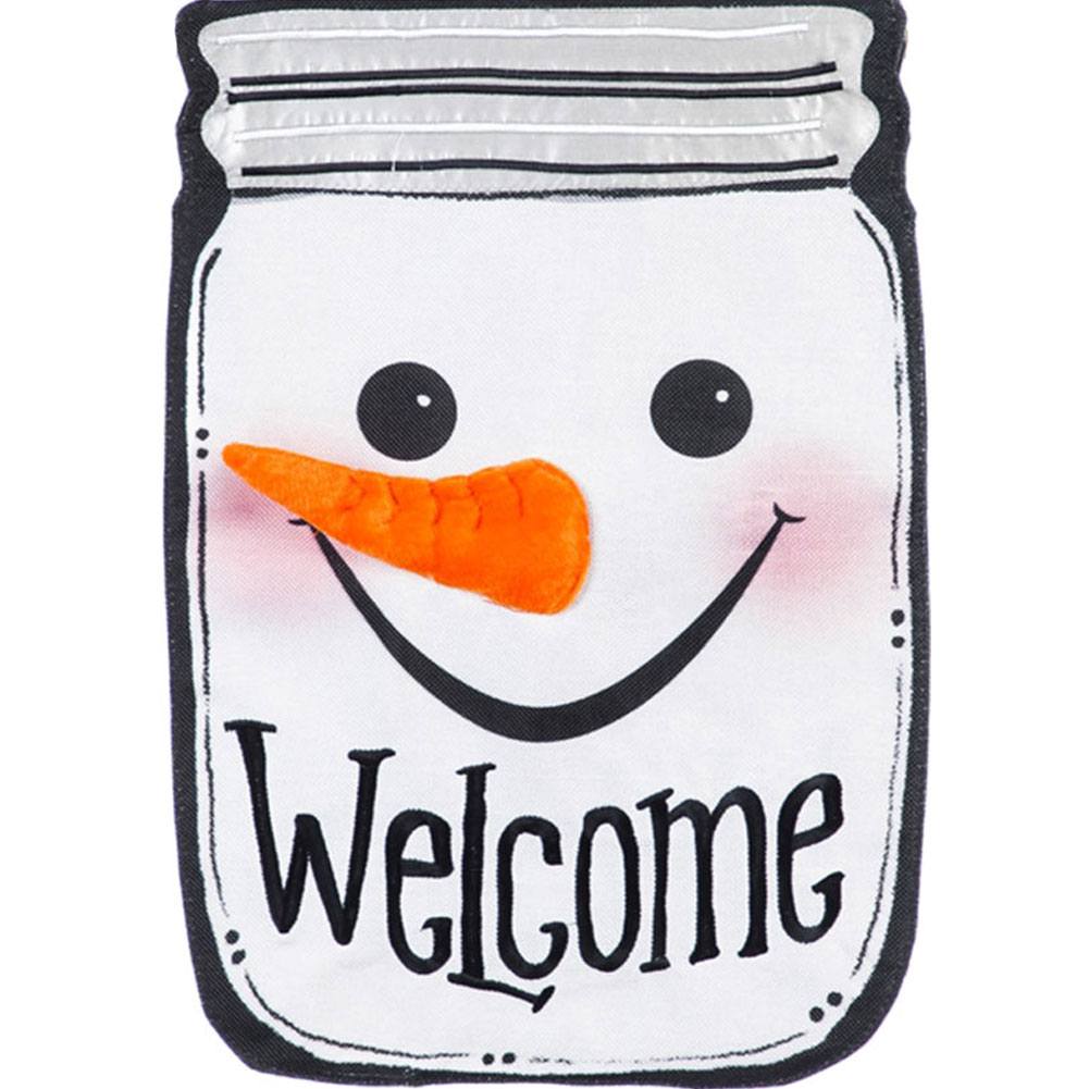 Snowman Mason Jar Burlap House Flag