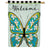 Floral Butterfly Welcome Linen House Flag