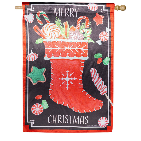 Evergreen Christmas Stocking Applique House Flag - Thumbnail 4