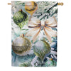 Flocked Green & Gold Ornaments Lustre House Flag