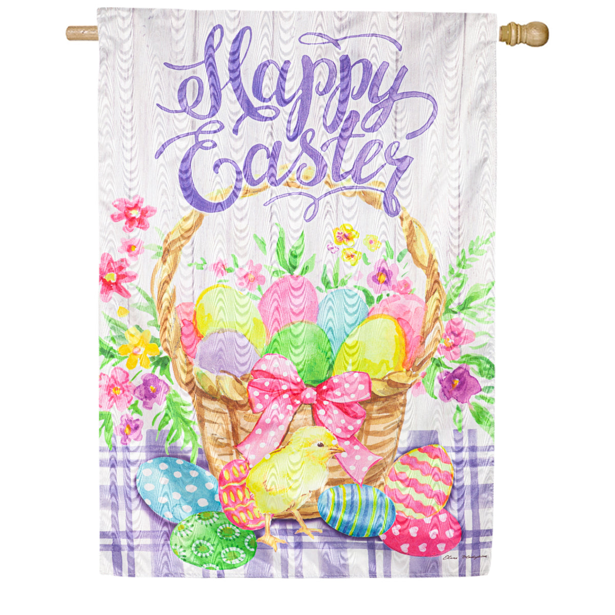 Evergreen Moire House Flag Easter Egg Basket