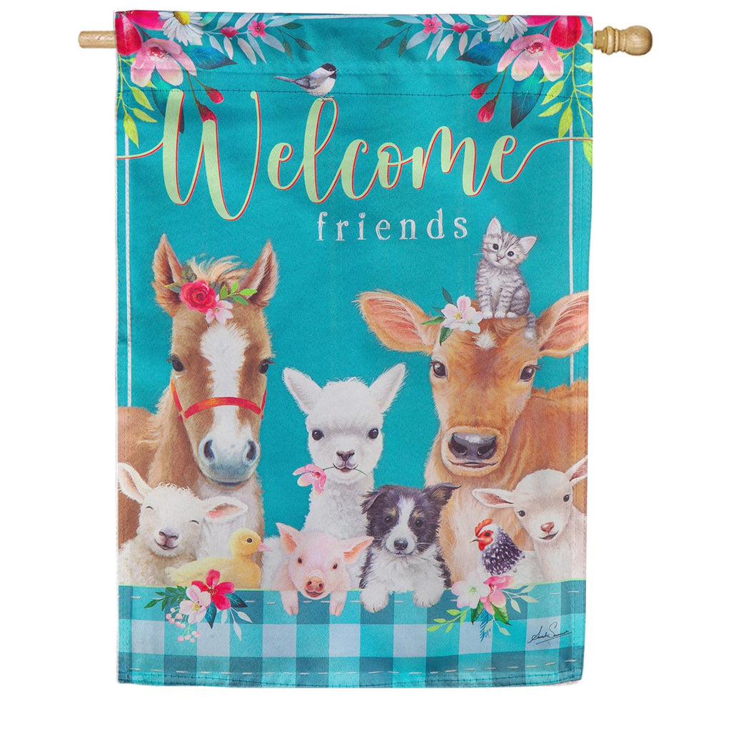 Sweet Farm Friends Double Sided Suede House Flag