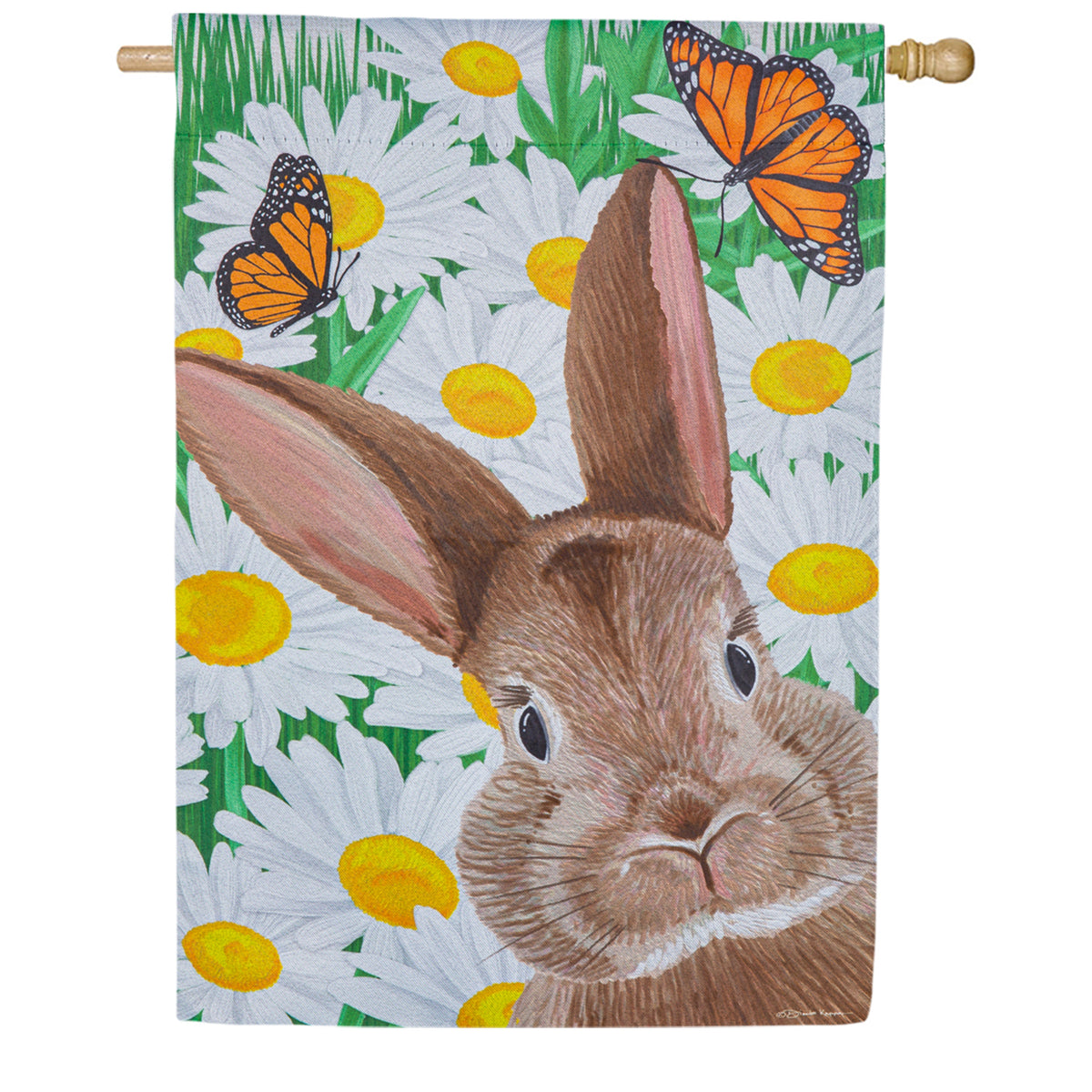 Evergreen Hello Bunny Double Sided House Flag