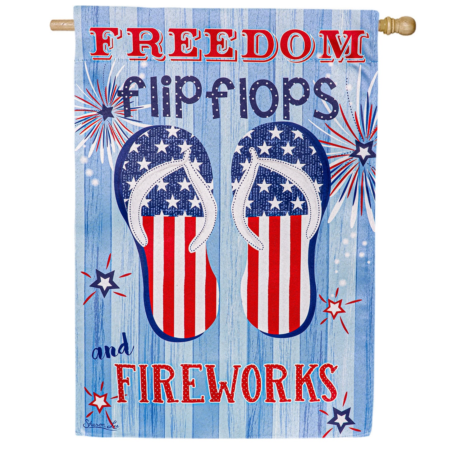 Freedom Flip Flops Double Sided Suede House Flag