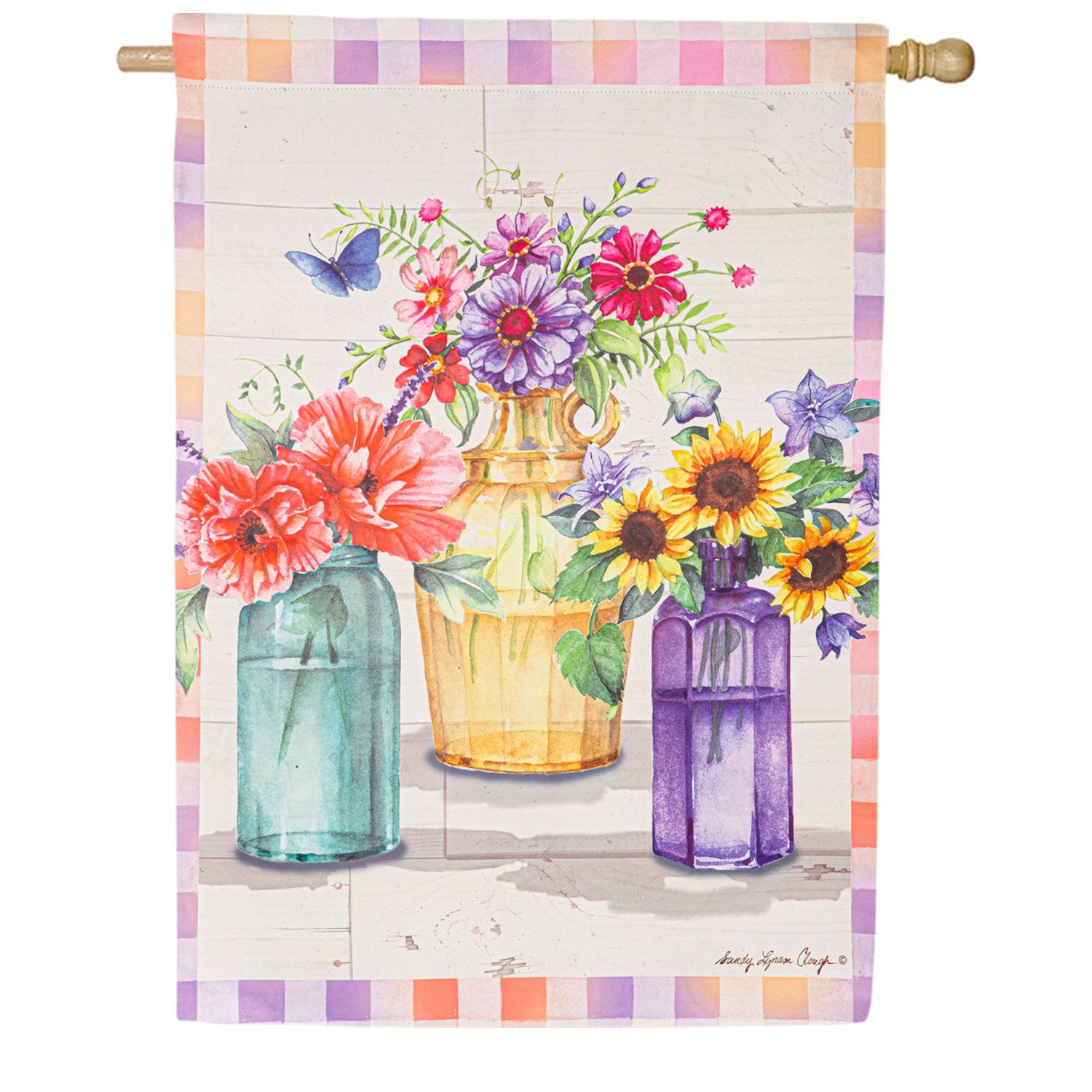 Evergreen Patchwork Garden House Flag