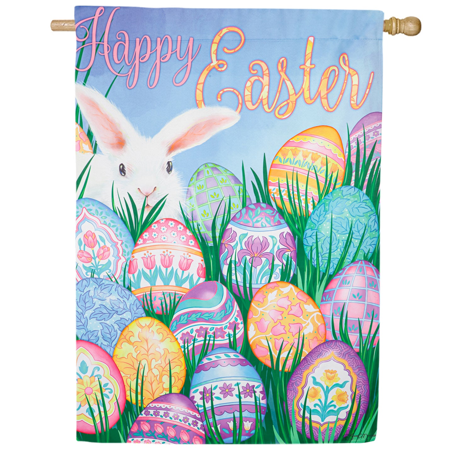 Evergreen Happy Easter Multi Eggs House Flag