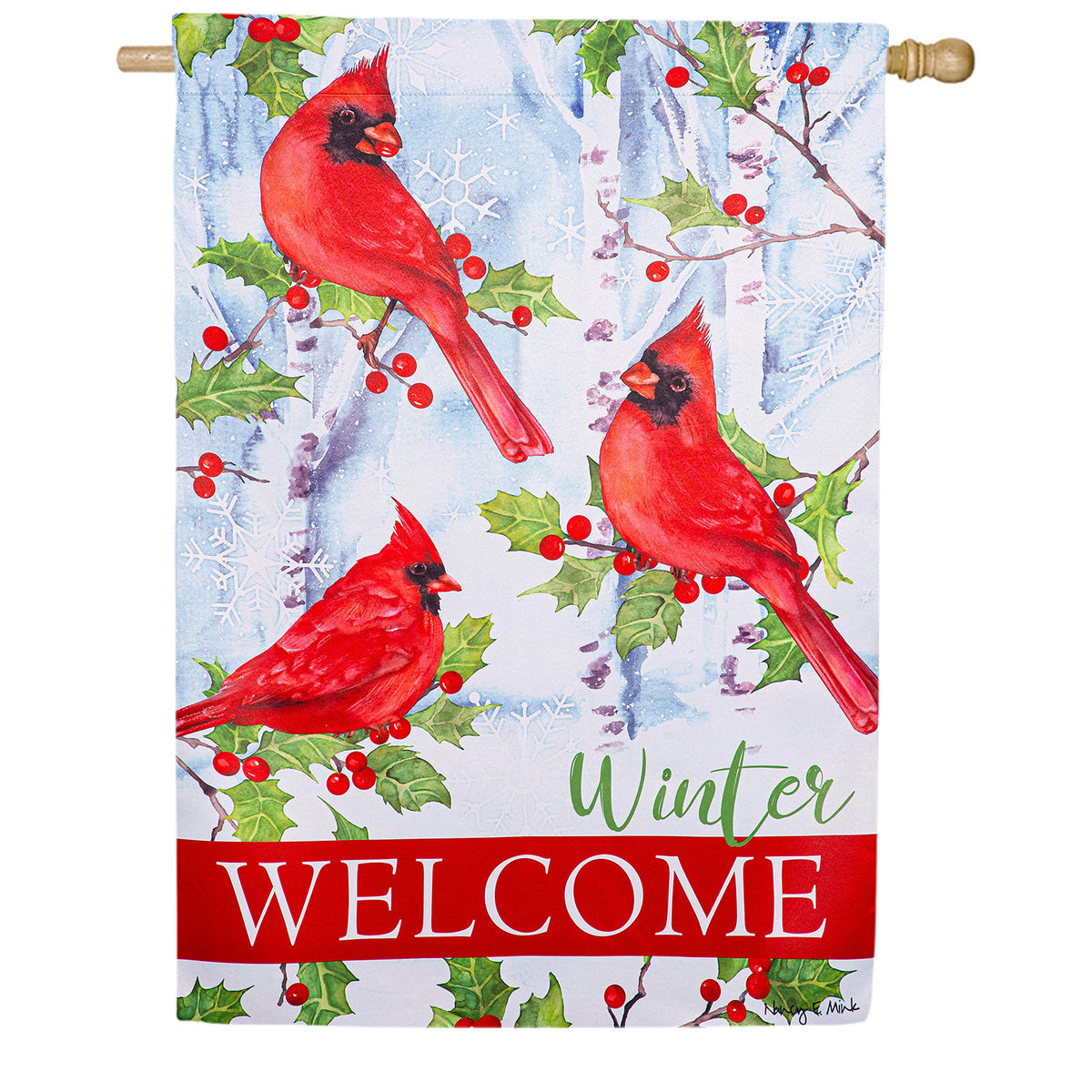 Winter Visit Double Sided Suede House Flag