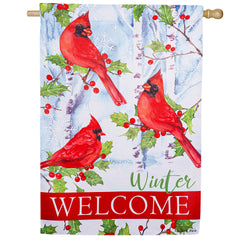 Evergreen Winter Visit Suede House Flag