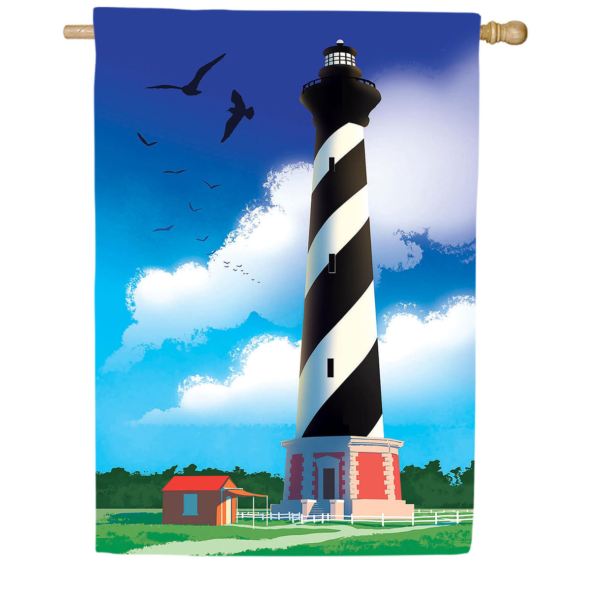 Hatteras Lighthouse Double Sided Suede House Flag