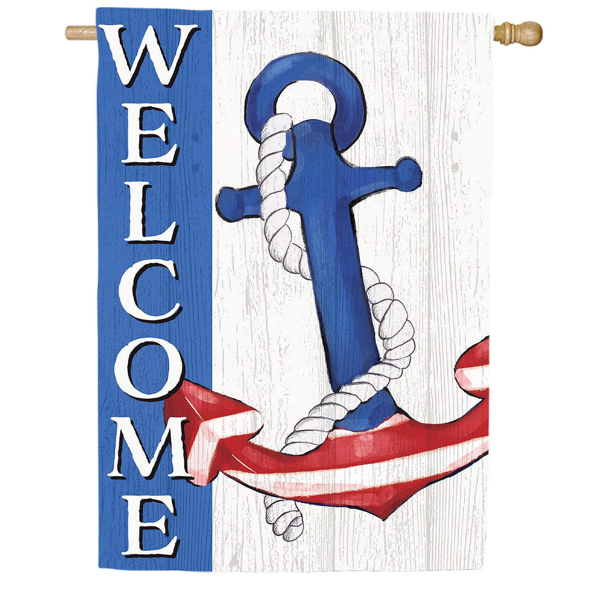 Patriotic Anchor Double Sided Suede House Flag