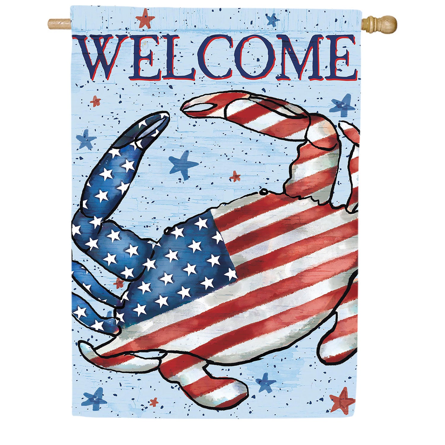 Patriotic Crab Double Sided Suede House Flag