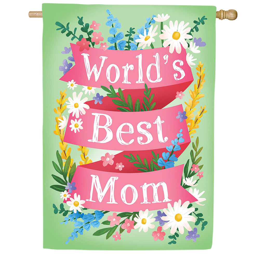 World's Best Mom Double Sided Suede House Flag