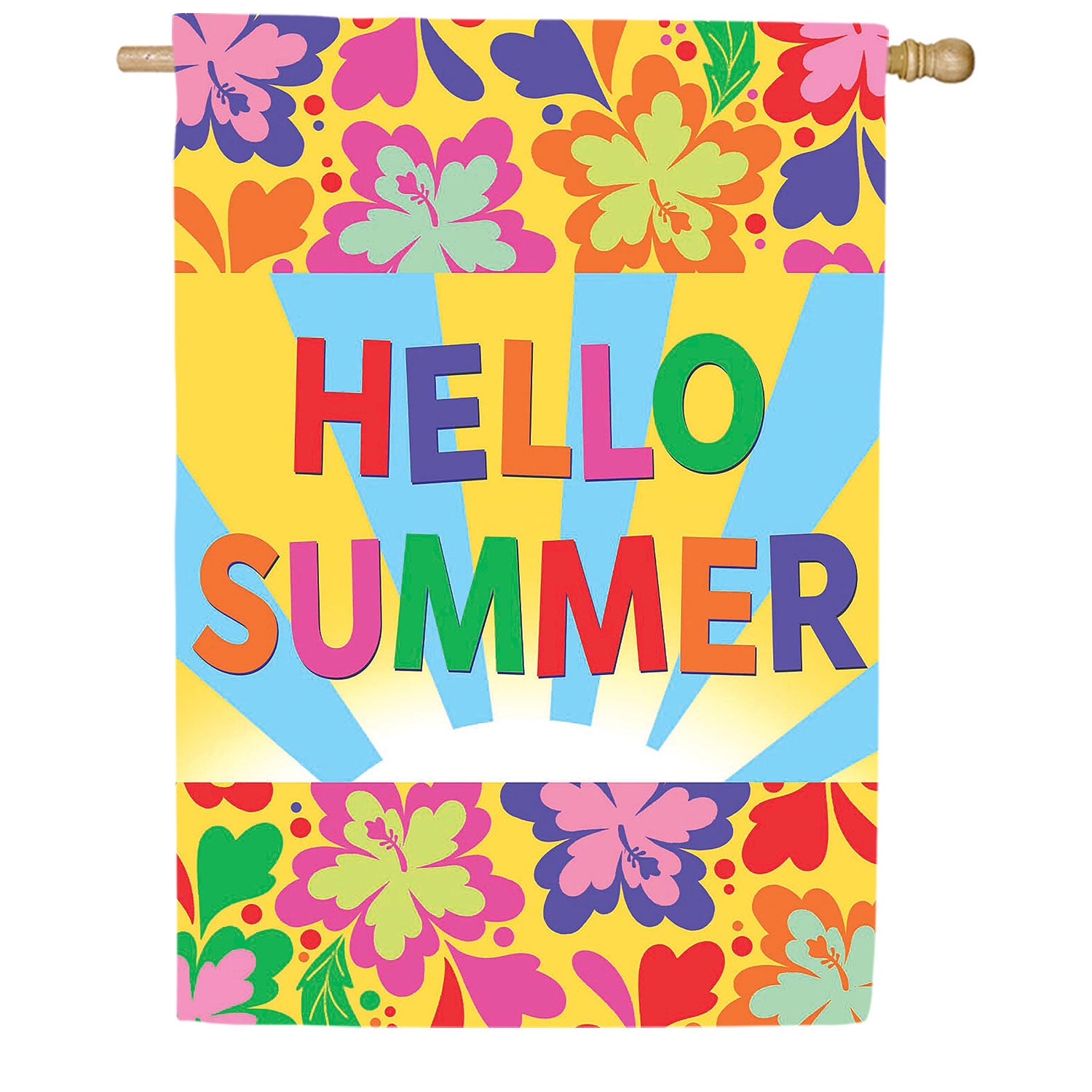 Tropical Hello Summer Double Sided Suede House Flag
