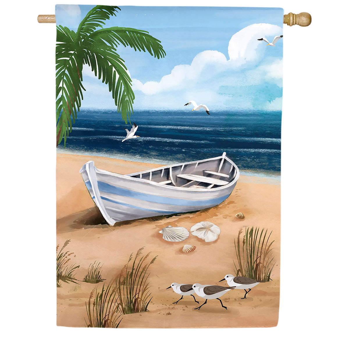 Beached Skiff Double Sided Suede House Flag