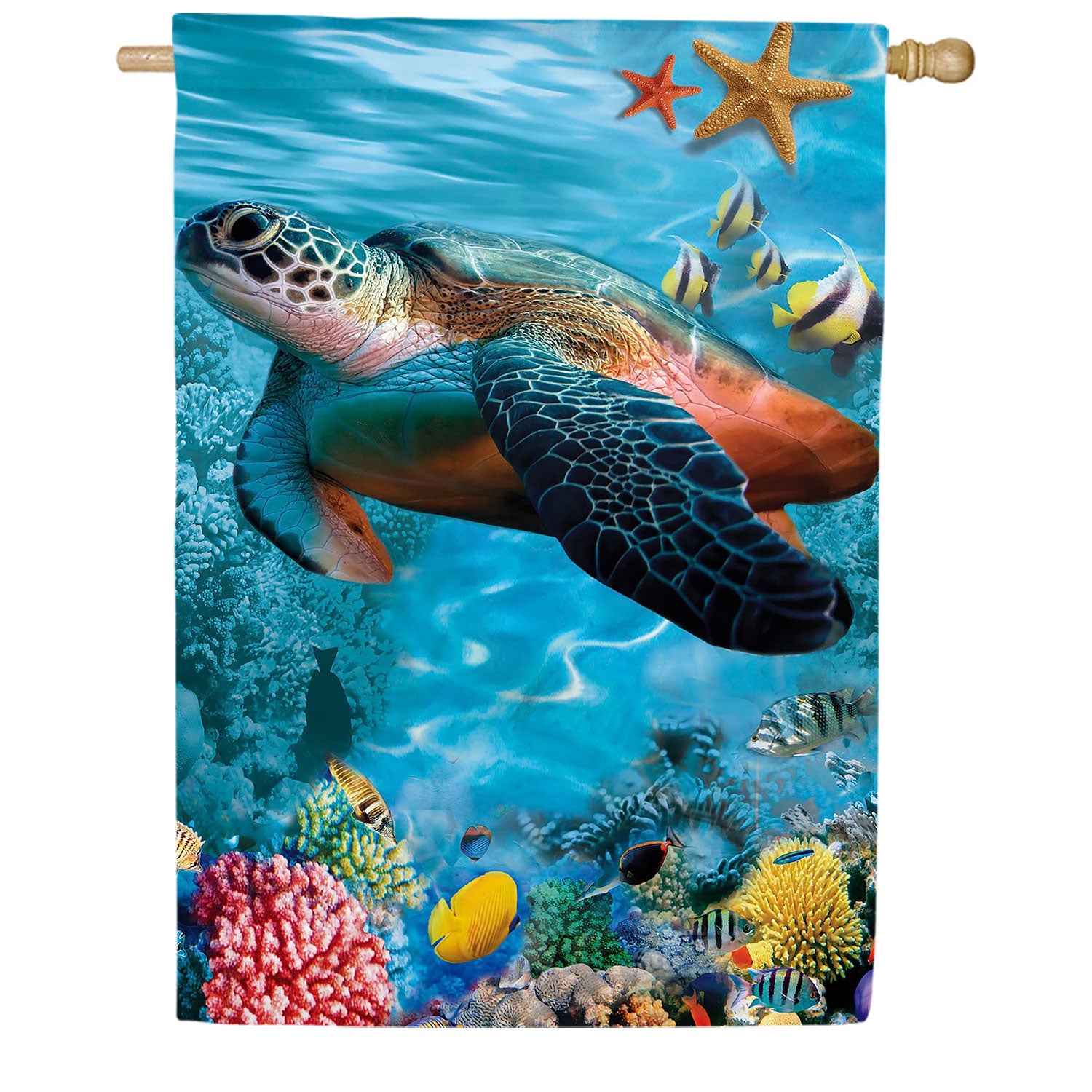 Sea Turtle Double Sided Suede House Flag