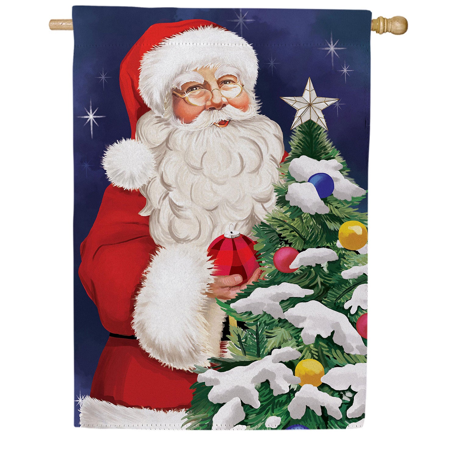 Traditional Santa Double Sided Suede House Flag