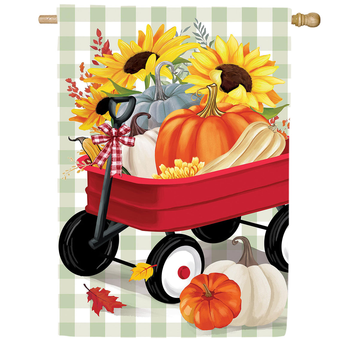 Wagon Filled Pumpkin Double Sided Suede House Flag