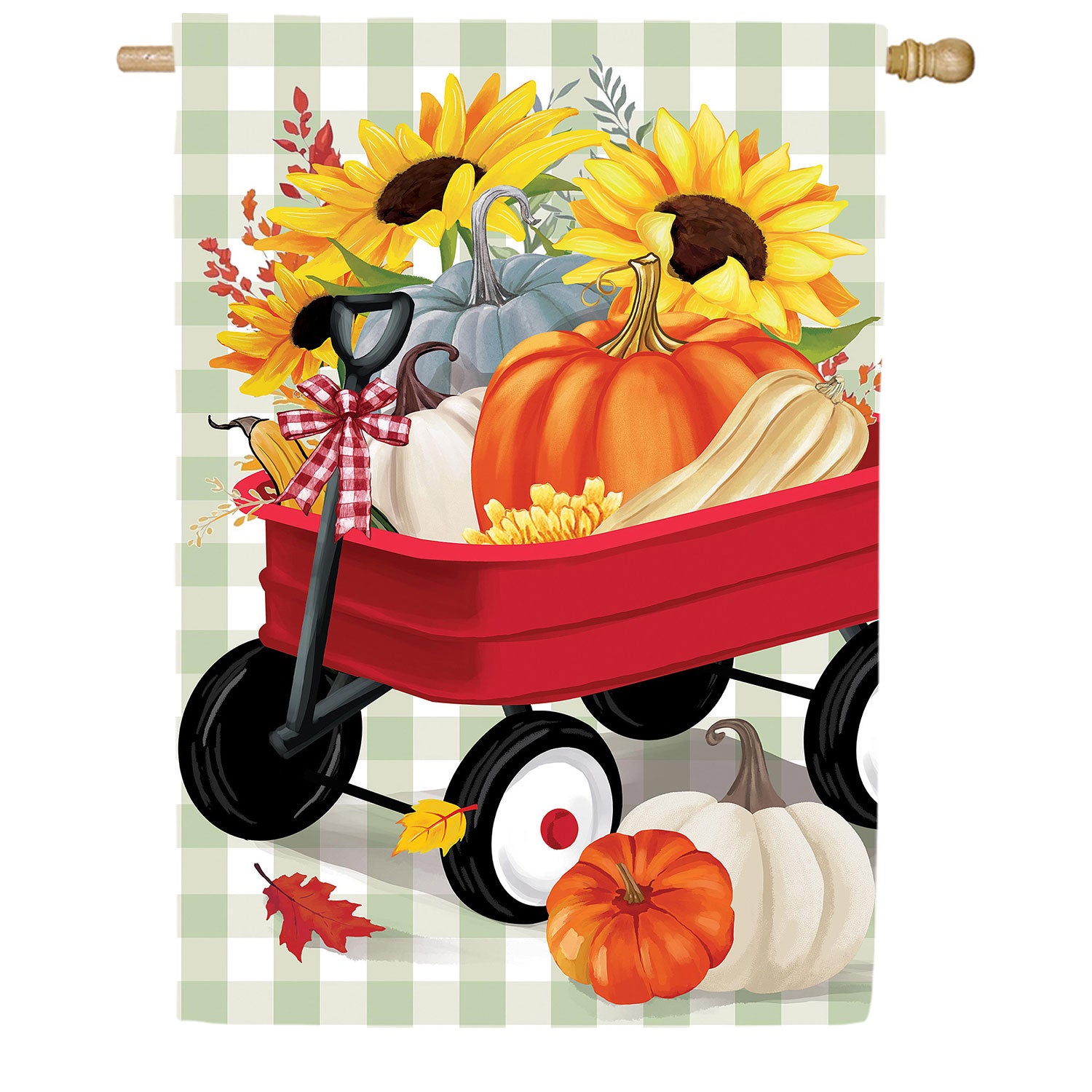 Wagon Filled Pumpkin Double Sided Suede House Flag