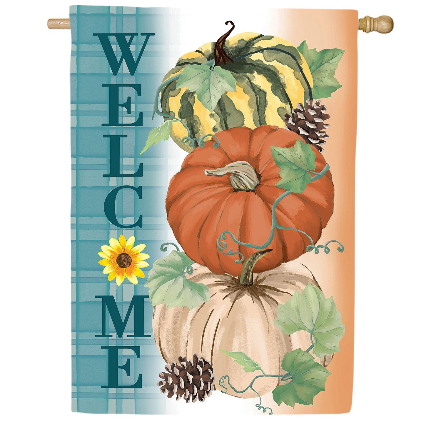Pumpkin & Pine Double Sided Suede House Flag