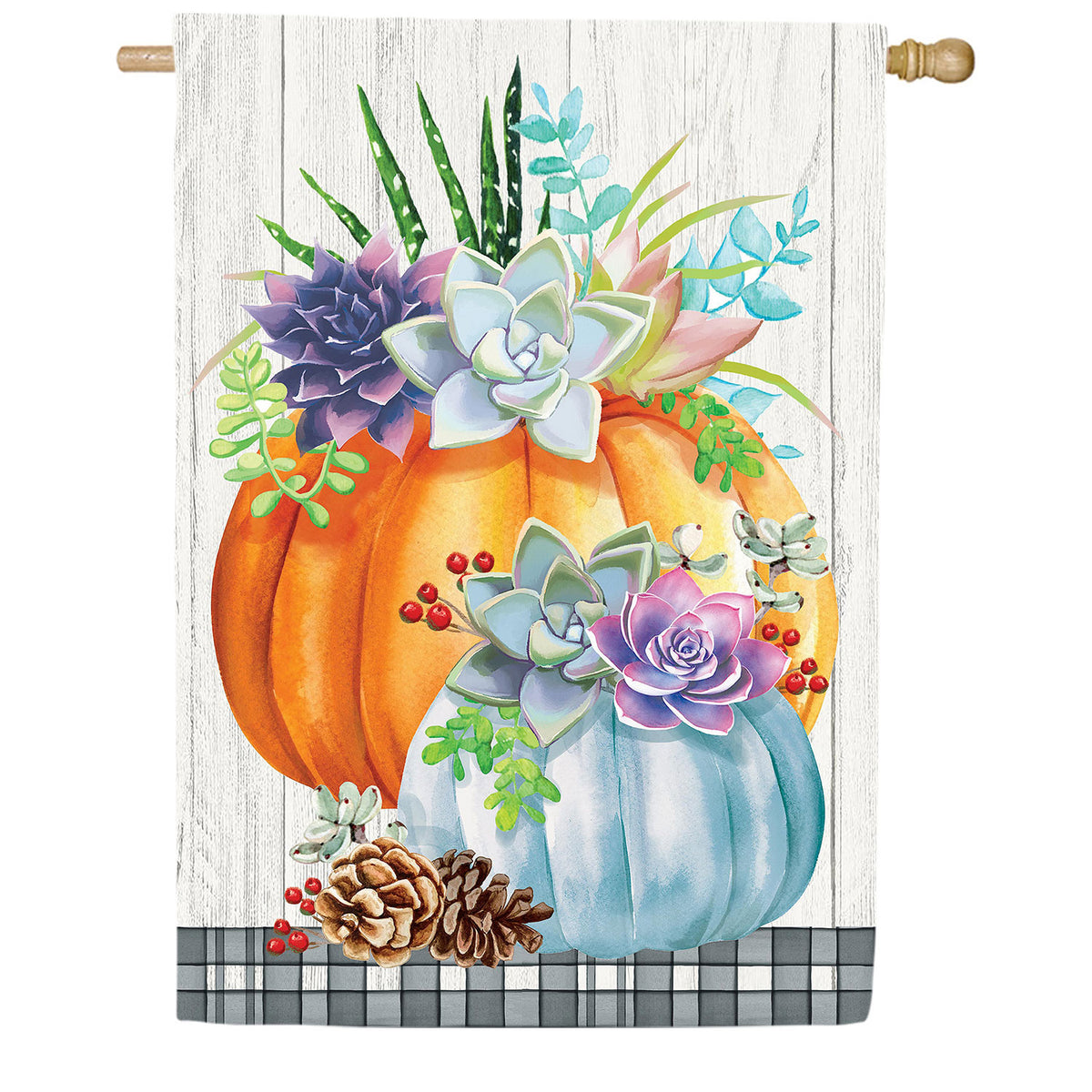 Pumpkin Succulents Double Sided Suede House Flag