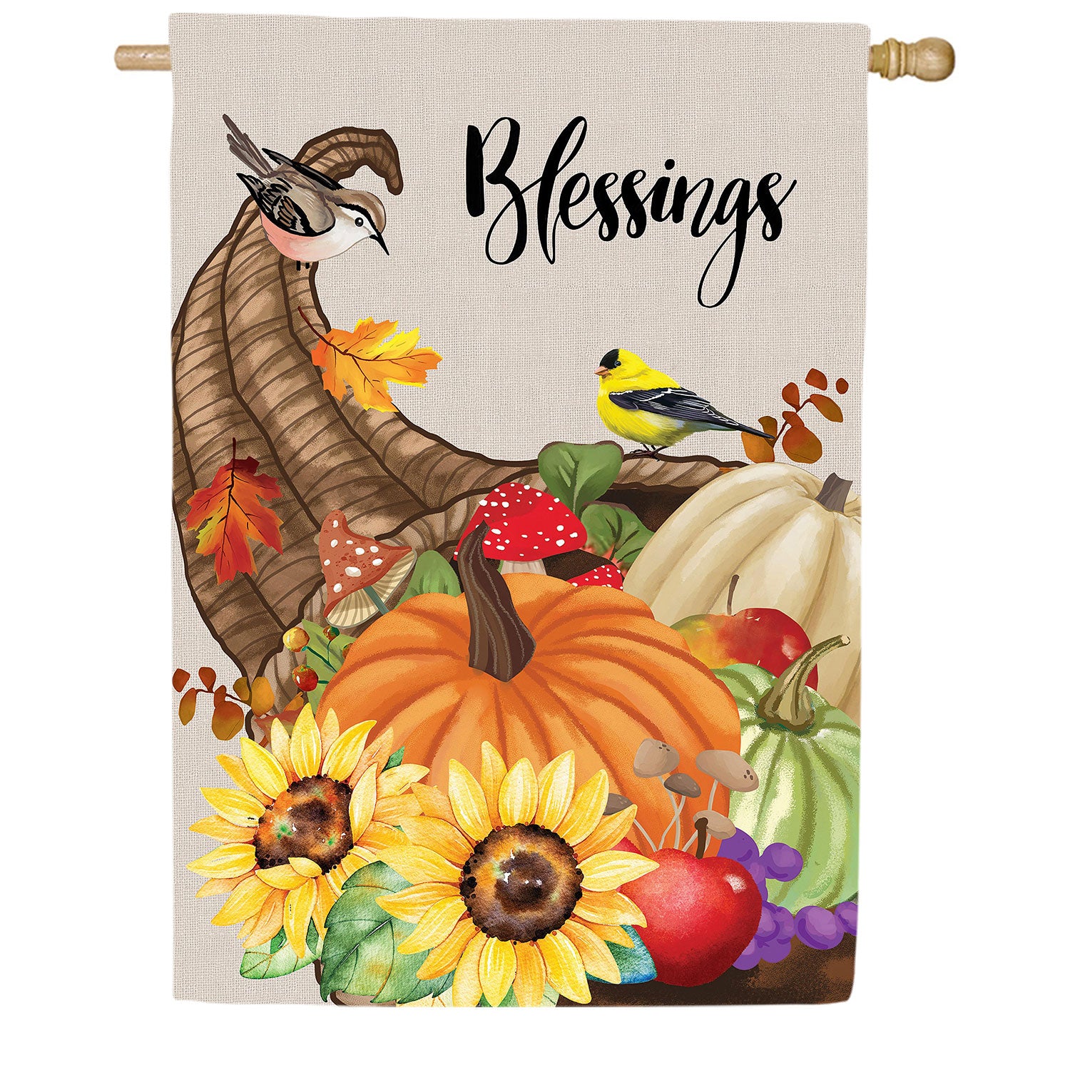 Grateful Cornucopia Double Sided Suede House Flag