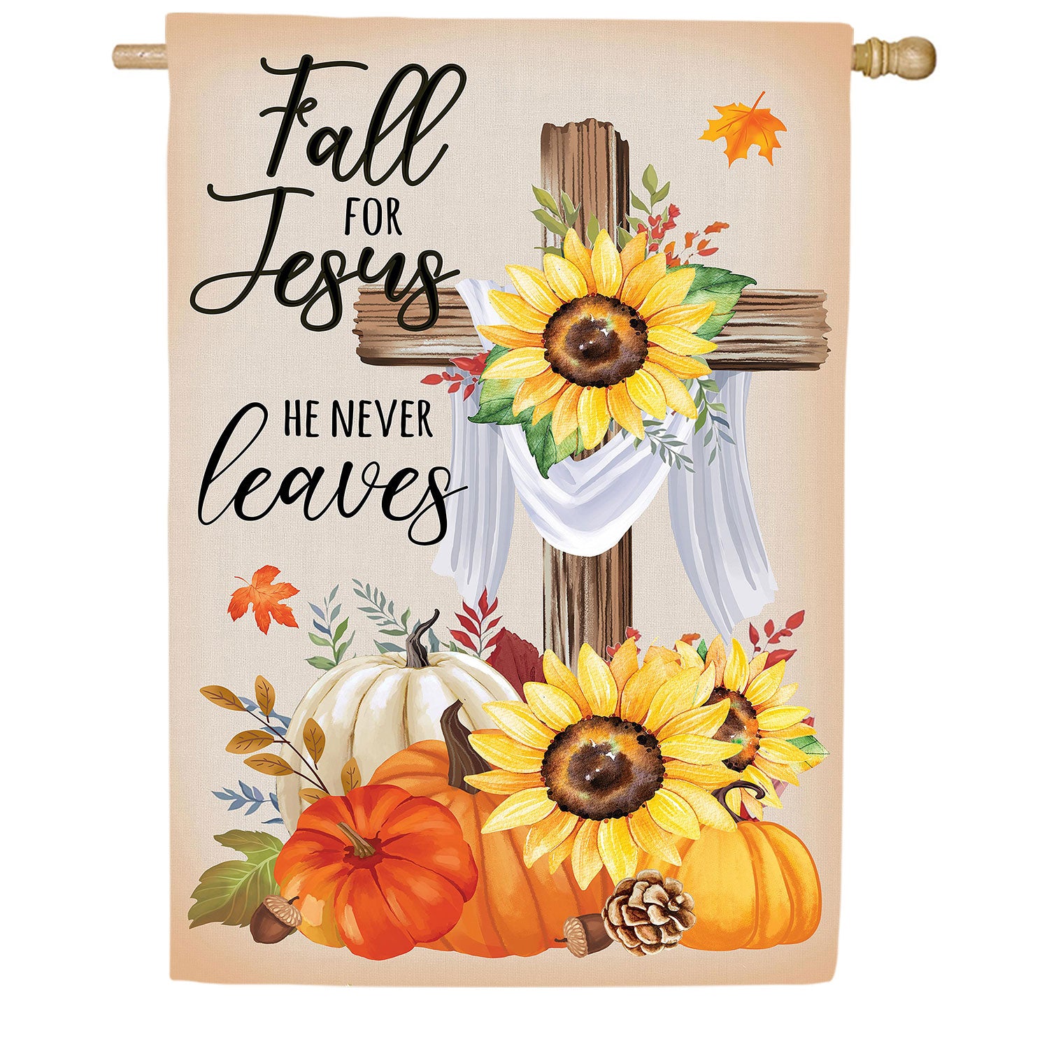 He Will Never Leave Double Sided Suede House Flag