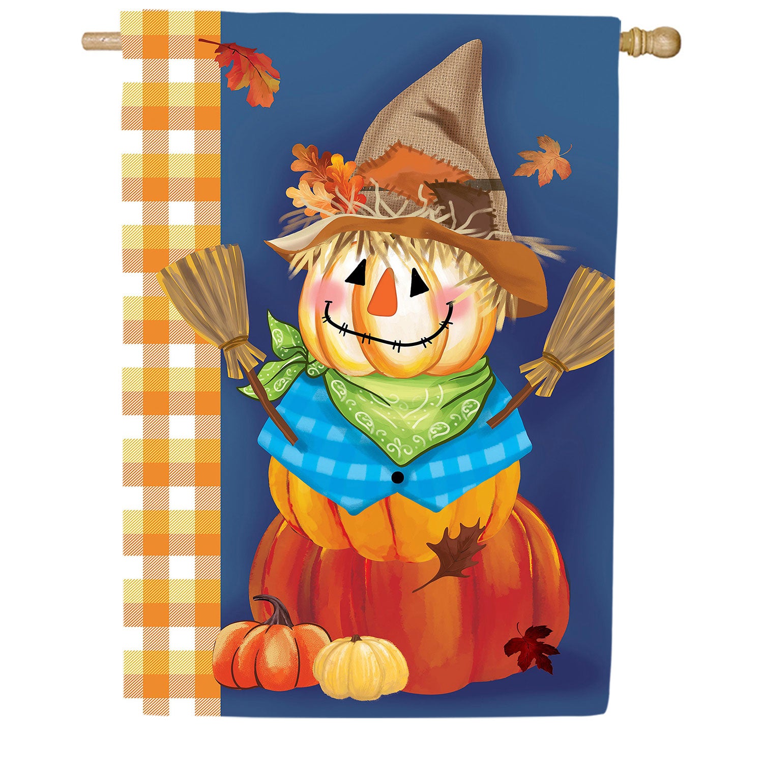 Scarecrow Pumpkin Stack Double Sided Suede House Flag