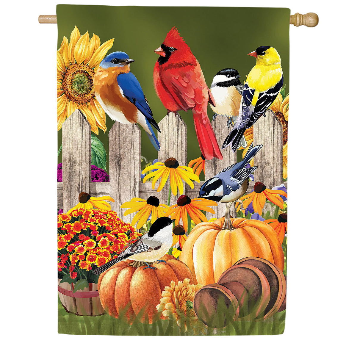 Flock Of Pumpkins Double Sided Suede House Flag