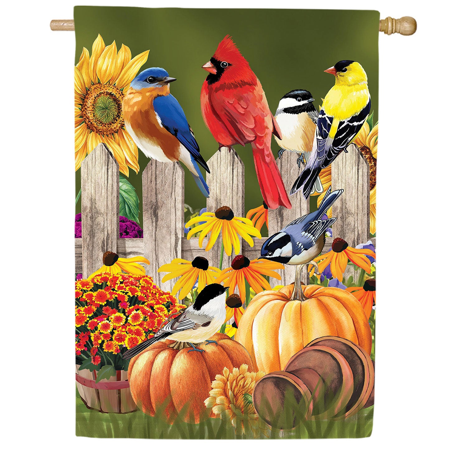 Flock Of Pumpkins Double Sided Suede House Flag