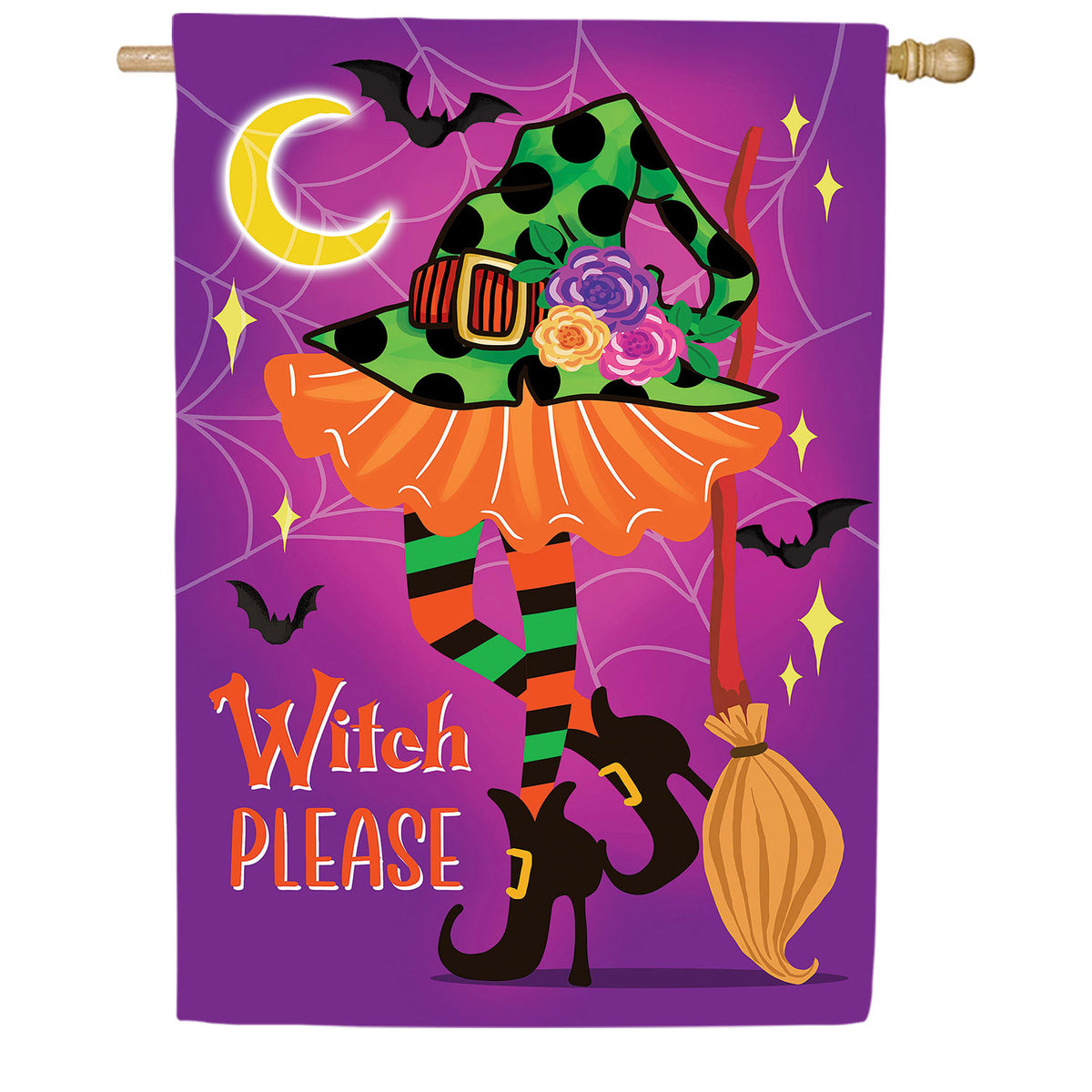 Witchy Please Double Sided Suede House Flag