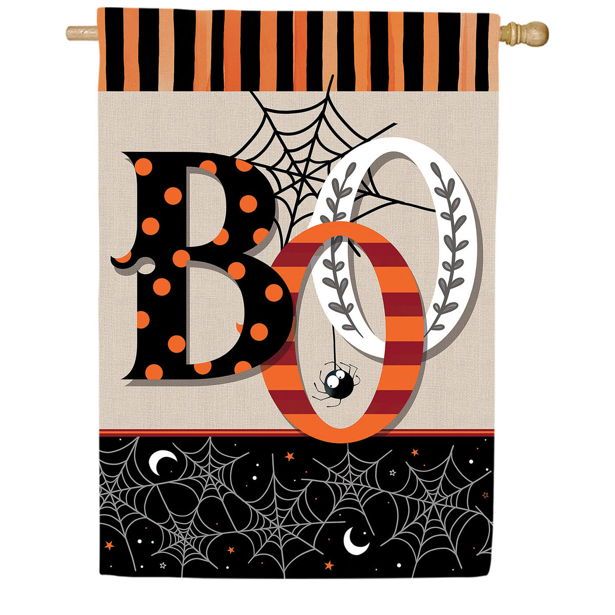 Polka Dots & Stripes Boo Double Sided Suede House Flag