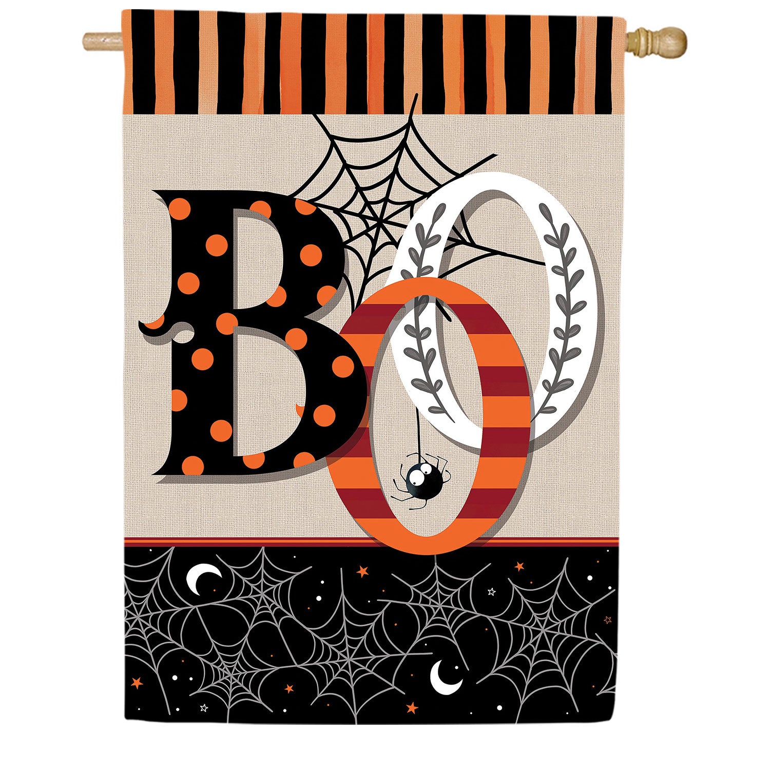 Polka Dots & Stripes Boo Double Sided Suede House Flag