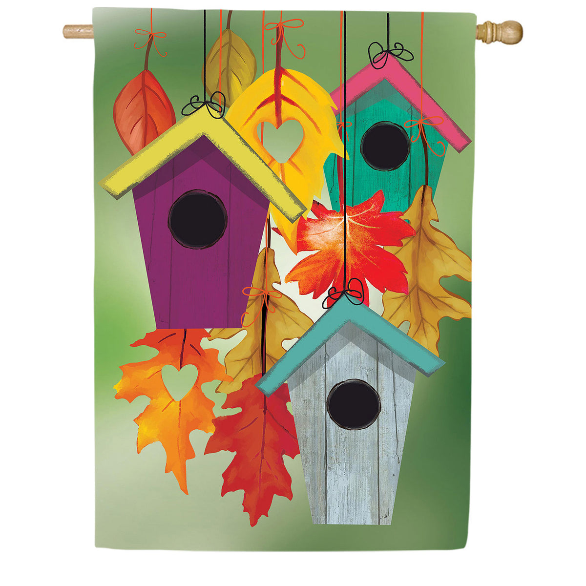 Flock Of Bird Houses Double Sided Suede House Flag
