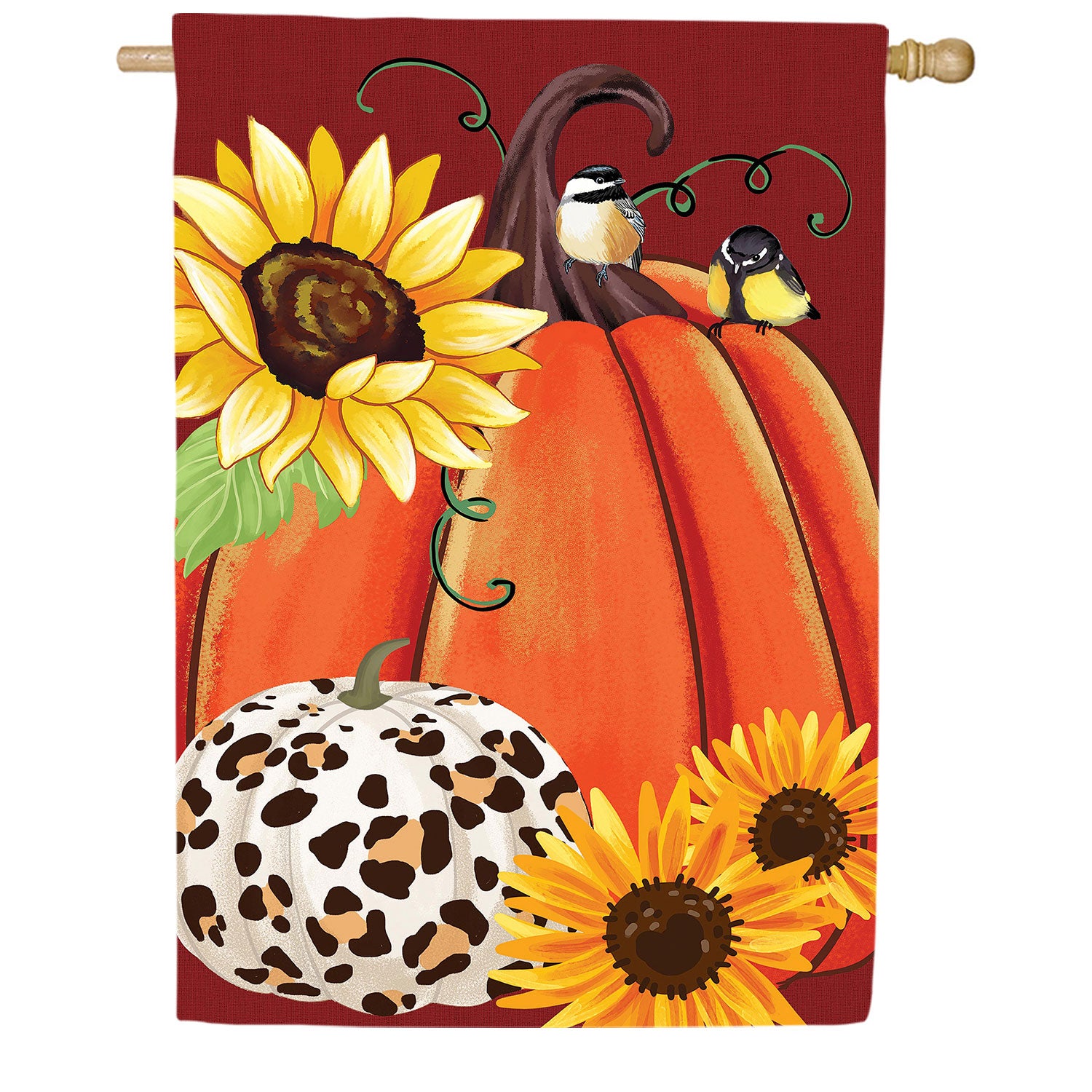 Animal Print Pumpkin Double Sided Suede House Flag