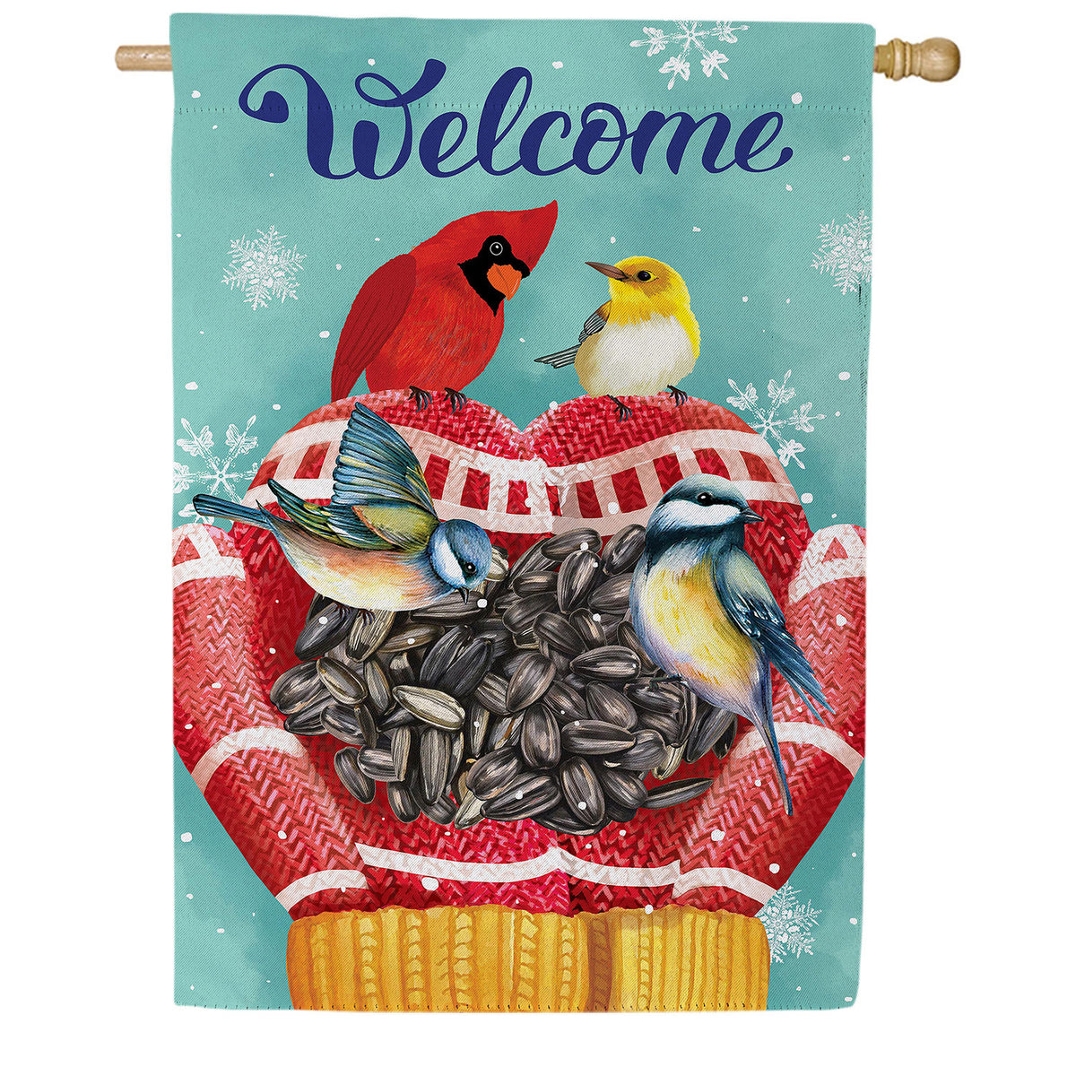 Welcome Bird Friends Double Sided Suede House Flag