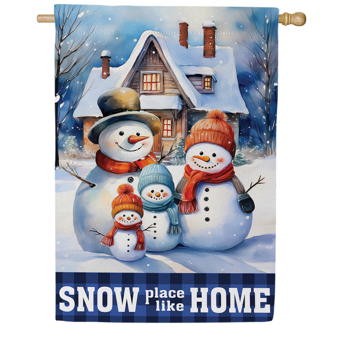 Snow Place Like Home Double Sided Suede House Flag
