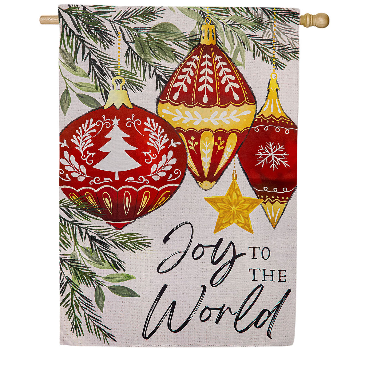 Joy To The World Ornaments Double Sided Suede House Flag