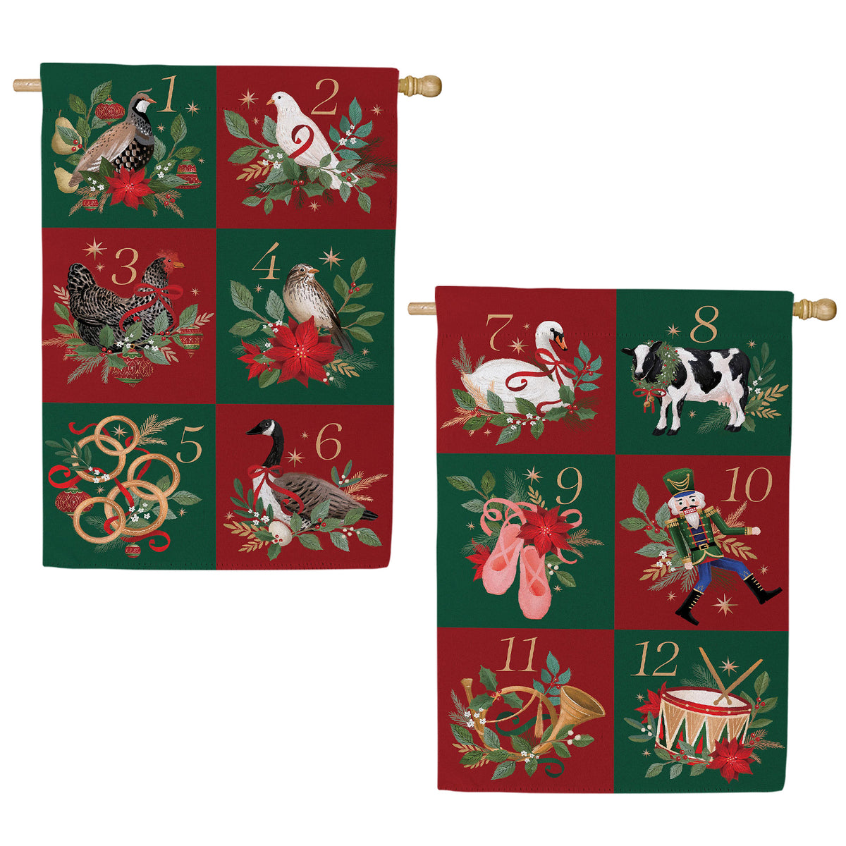 12 Days of Christmas Double Sided Suede House Flag