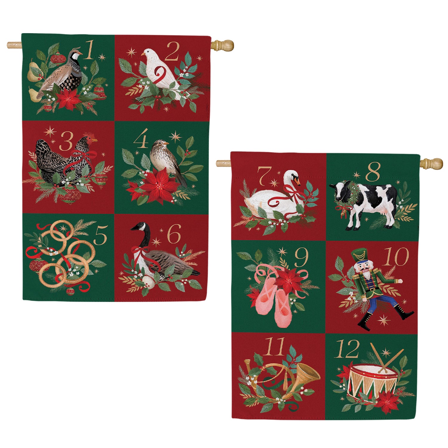 12 Days of Christmas Double Sided Suede House Flag