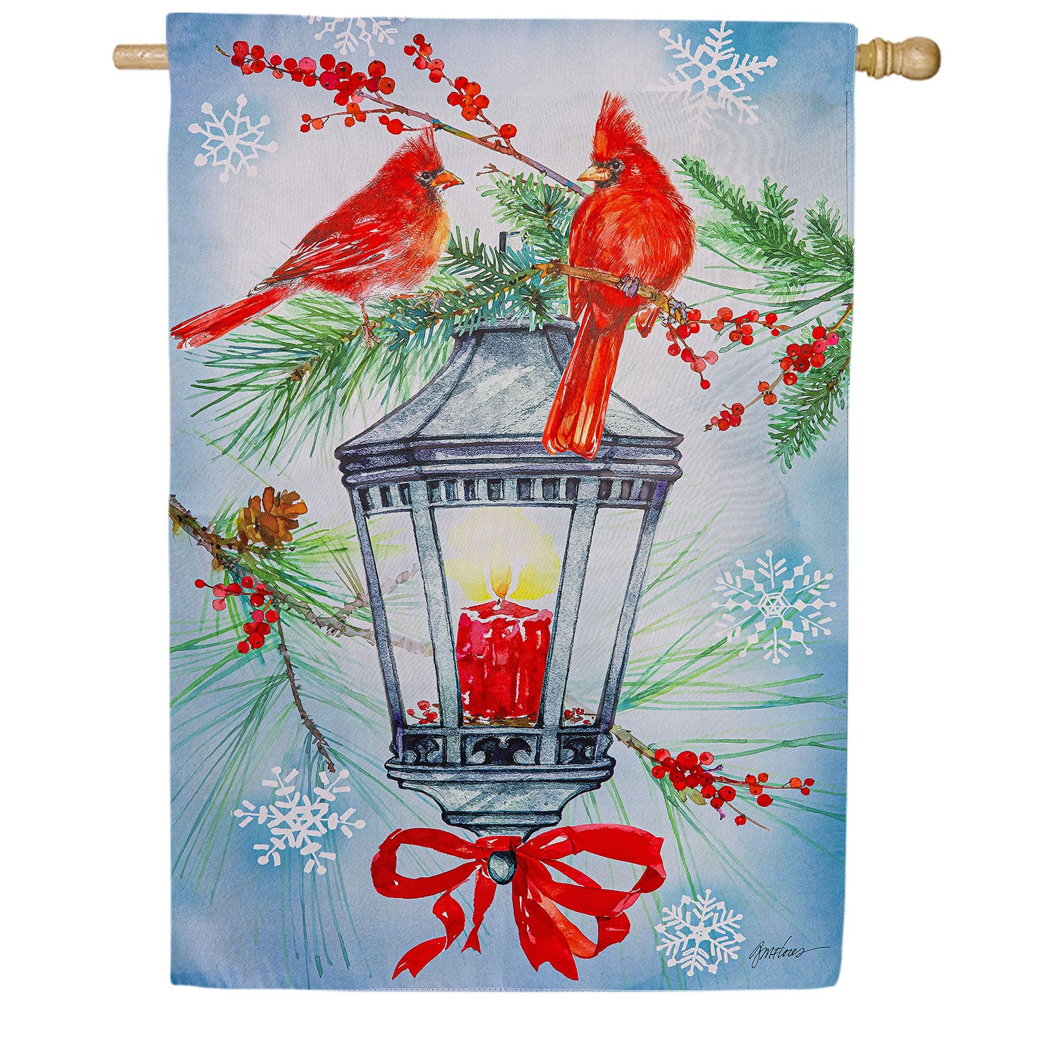 Cardinal Lantern Double Sided Suede House Flag