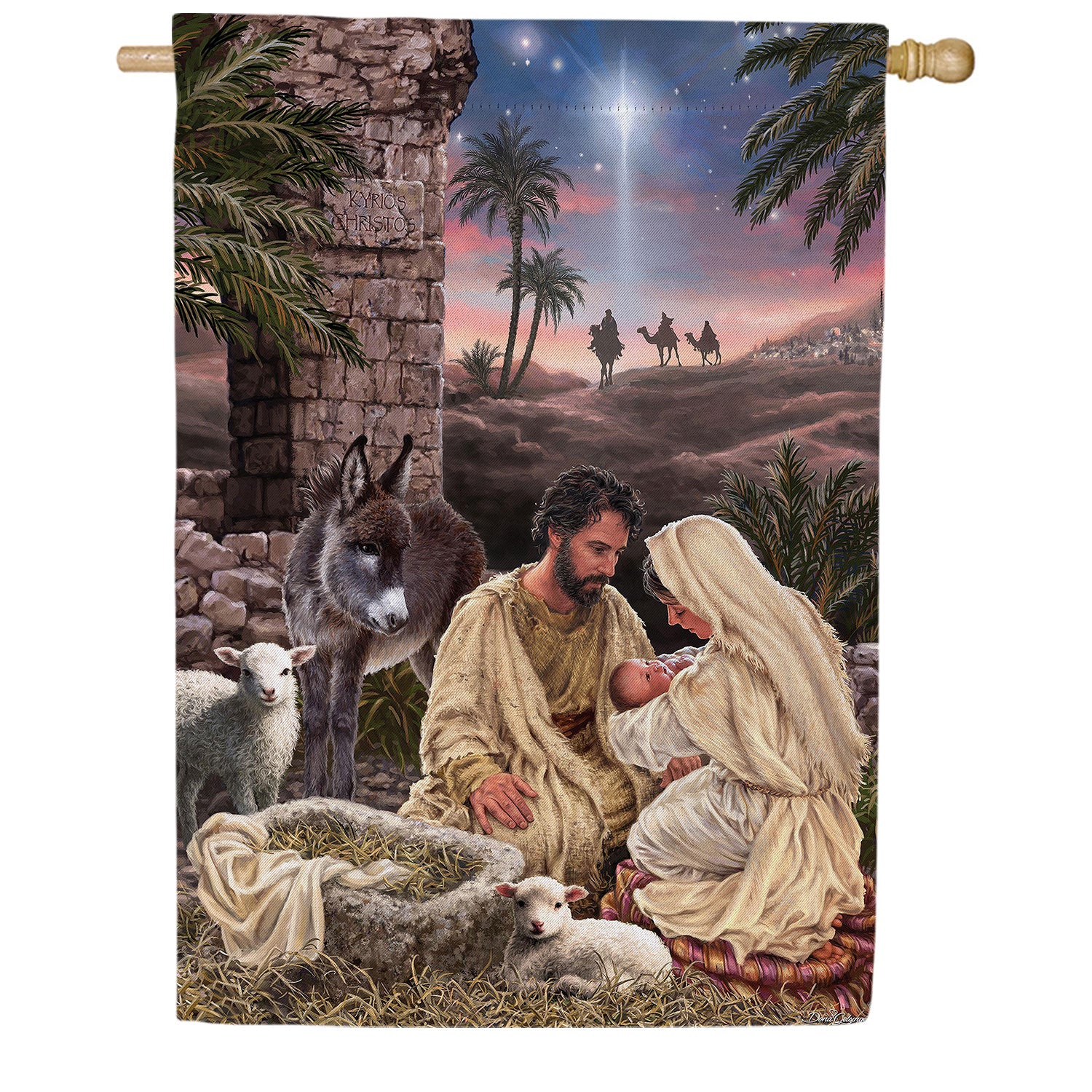 Brilliant Nativity Double Sided Suede House Flag